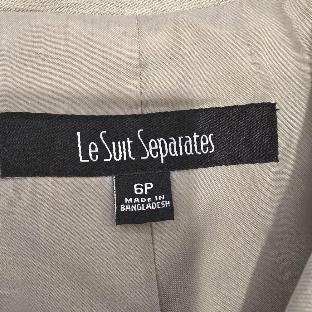 Le Suit Separates Beige Blazer Jacket 6P Petite 2-Button Career Washable - Picture 8 of 9